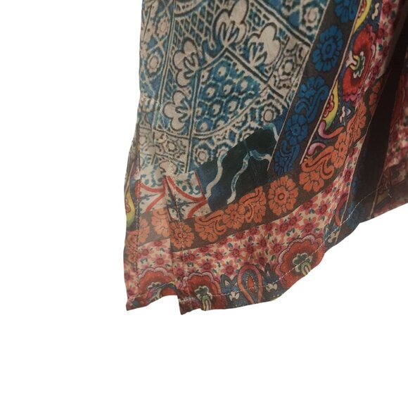 Johnny Was 100% Silk Georgette Paisley Crinkle Tunic Blouse Top Plus Size 1X - Picture 7 of 12